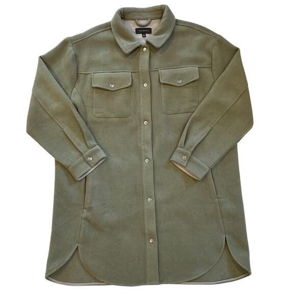 Talbots Shirt Coat Womens XL Green Wool Blend Long Heavyweight Pockets Outdoor - Picture 1 of 10